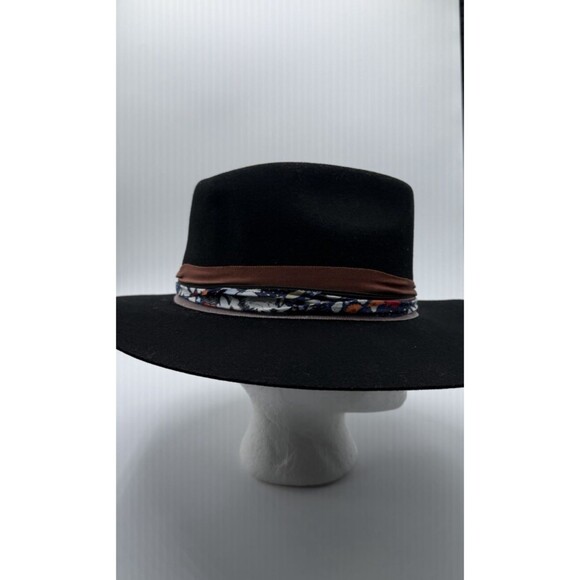 Free People Rancher Felt Hat Women Black Band Classic Preppy Western Medium New main image 7